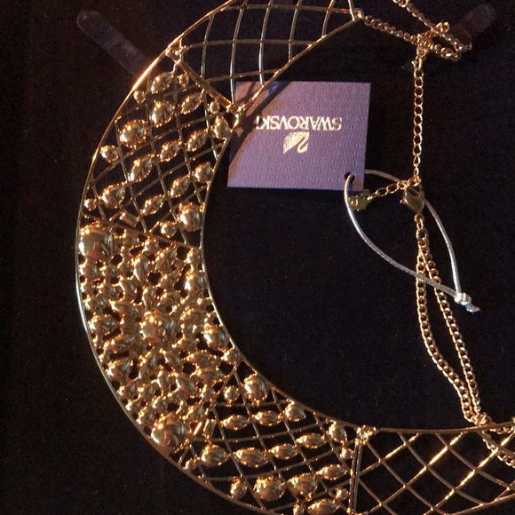 Gorgeous Azure & Gold authentic Swarovski necklace. With matching Cuff - Picture 7 of 9